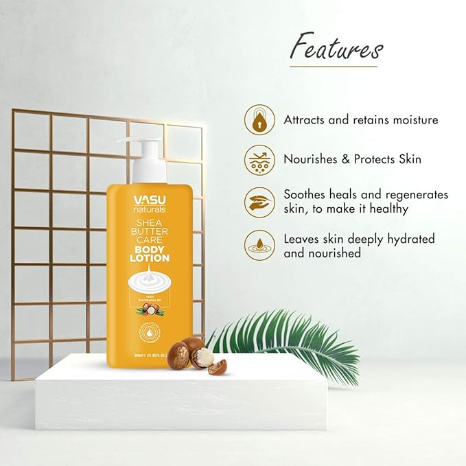 Vasu Naturals Shea Butter face moisturizer - Hydrating body lotion, Long-Lasting hand cream for Dry Skin, Lightweight face lotion, Coconut Oil hand lotion for skincare 11.83 fl oz each (Pack of 2)