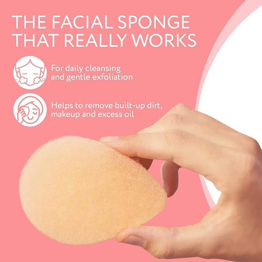 IMPRESA Face Scrubber Exfoliator Sponges - Regular Puff - Natural Medical-Grade Foam - 10 Pack Reusable Exfoliating Pads - Deep Cleanse & Dead Skin Removal - Normal to Oily Skin