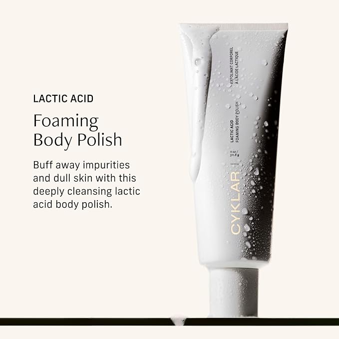 Lactic Acid Foaming Body Polish – Exfoliating Body Wash with Chemical & Physical Smoothers – Includes Glycerin Hydration, Mandelic Acid & Volcanic Pumice. Fragrance-Free, 11 fl oz
