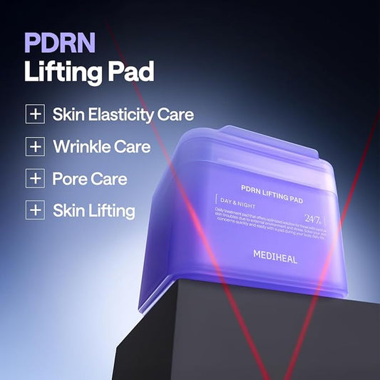 Mediheal PDRN Lifting Pads - with Squalane and Glutathione for Total Skin Care - to Treat Pores and Wrinkles & Skin Firming & mild Exfoliation & Hydration, Vegan Tightening & Stretchable Fabric