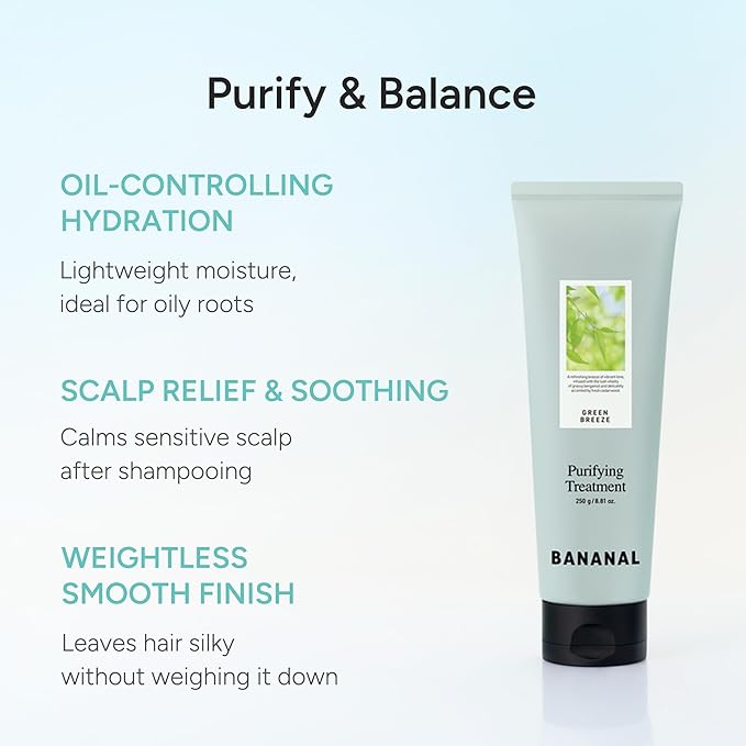 Purifying Hair Treatment Mask – Scalp & Root-Nourishing Conditioner w/Biotin & Centella – Sulfate & Paraben-Free, pH-Balanced, Strengthening Formula – Green Breeze, 250g / 8.81 oz