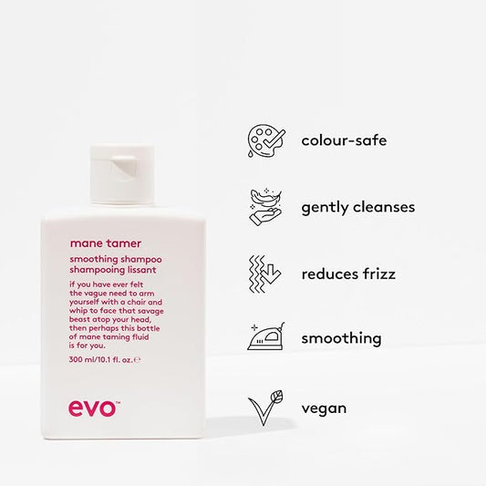 EVO Mane Tamer Smoothing Shampoo - Cleans, Smooths, & Strengthens Hair - Reduces Frizz - 300ml / 10.1fl.oz - 300ml / 10.1fl.oz