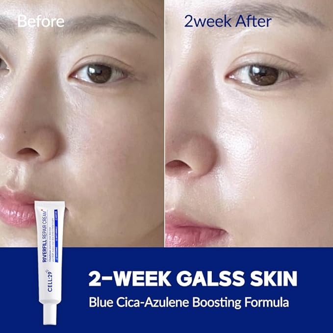 RIVERFILL REPAIR CREAM EGF Centella Niacinamide Deep Wrinkle Moisturizer Anti Aging Rejuvenation Crow’s Feet Glass Skin Korean Skincare Skin Barrier Day & Night Routine 1.35 fl.oz (40ml)