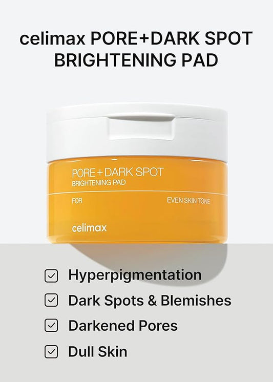 celimax Pore+Dark Spot Brightening Pad | Exfoliating Peeling Pads for Enlarged Pores, with Hyaluronic Acid, Pore Minimizer, Non-Irritating, Hydrating, For Sensitive Skin (40 pads)