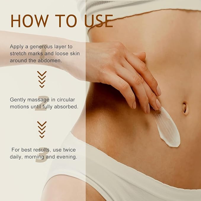 B Flat Belly Firming Cream - Stretch Mark Treatment - Clean and Gentle Belly Cream - Skin Tightening Cream for Cellulite for Stomach Mark & Thighs & Butt, Moisturizing Lifting Body Lotion