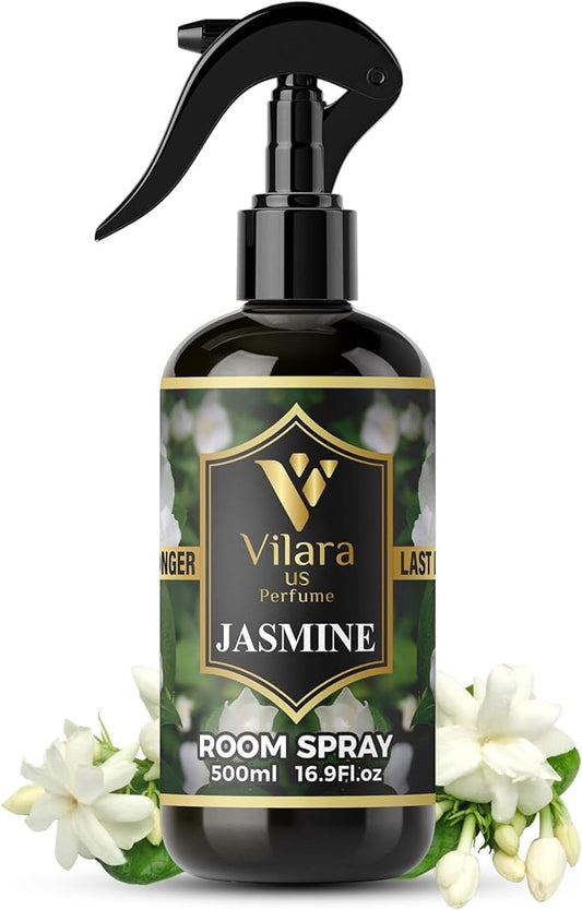 Room Spray Air Freshener Odor Eliminator Spray for Home, Bathroom & Office Long Lasting Floral Mist Deodorizer, Non Toxic Natural Air Spray for Bedding, Fabric & Furniture, 500 ml,16.9 fl oz (Jasmine)