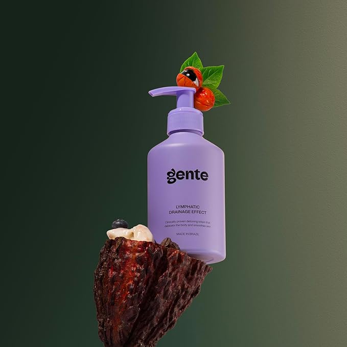 GENTE BEAUTY Lymphatic Drainage Lotion - Detox, Slimming & Tightening - Reduces Measurements, Softens Skin - Vegan Formula with Guarana & Acai - 6.7 FL OZ