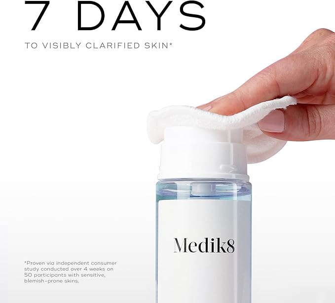 Medik8 Press and Clear - Clarifying Facial Tonic - Exfoliating BHA Face Toner for Women and Men - Gentle-Release Salicylic Acid Face Tonic - 5 oz