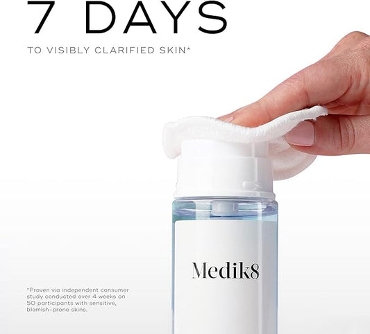 Medik8 Press and Clear - Clarifying Facial Tonic - Exfoliating BHA Face Toner for Women and Men - Gentle-Release Salicylic Acid Face Tonic - 5 oz