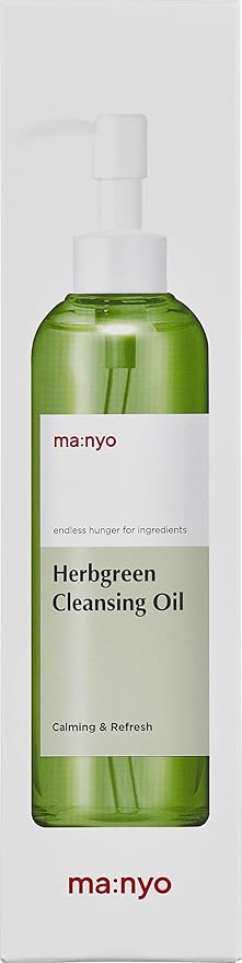 ma:nyo Herb Green Cleansing Oil 6.7 fl oz (200ml) Korean Facial Cleanser, Daily Makeup Remover for Women, Effective Cleansing Without Clogging Pores, with Artemisa, Tea Tree