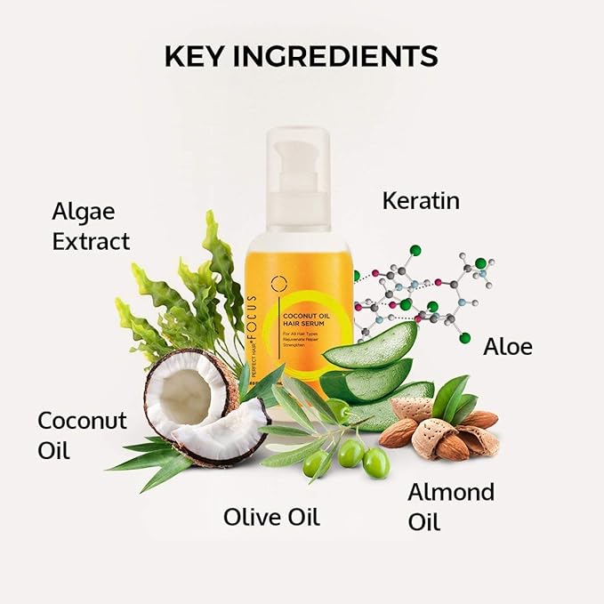 Coconut & Argan Oil Hairs Serum a Natural Leave In Conditioner Boosted with Vitamin E, Birrea Seed, and silk Protein - Revitalize & Detangle for a Smooth and shiny Look - 50ml (3 Pack)