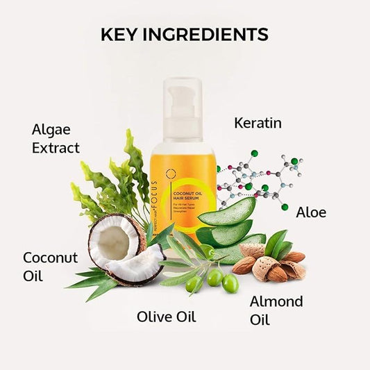 Coconut & Argan Oil Hairs Serum a Natural Leave In Conditioner Boosted with Vitamin E, Birrea Seed, and silk Protein - Revitalize & Detangle for a Smooth and shiny Look - 50ml (3 Pack)