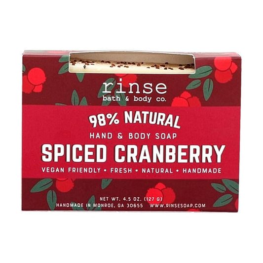 Rinse Bath & Body Spiced Cranberry Soap - Handmade Castile Soap | Naturally Moisturizing Bar Soap | Shea & Cocoa Butter | Essential Oils | Natural Soap | Vegan | Gluten Free | 4.25oz