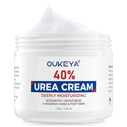 OUKEYA NEW FORMULA Urea Cream 40 Percent for Feet Maximum Strength, Hand Heels Dry Cracked Treatment Lotion for Knees & Elbows, Foot Dead Skin Cuticle Callus Remover Toenail Softener, 5.29 oz