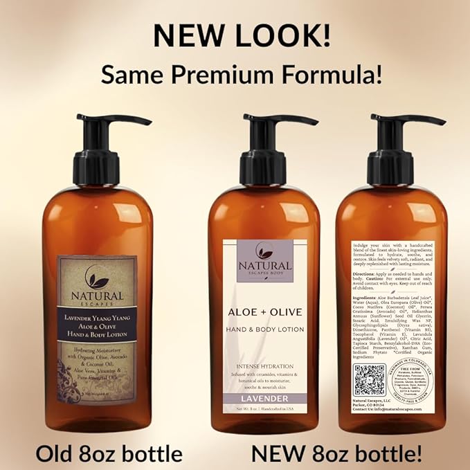 Lavender Body Lotion for Dry Sensitive Skin, Eczema Relief Moisturizer with Aloe Vera, Olive Oil, Ceramides, Vitamin B5 and E, Hand and Body Cream for Women and Men, 8oz