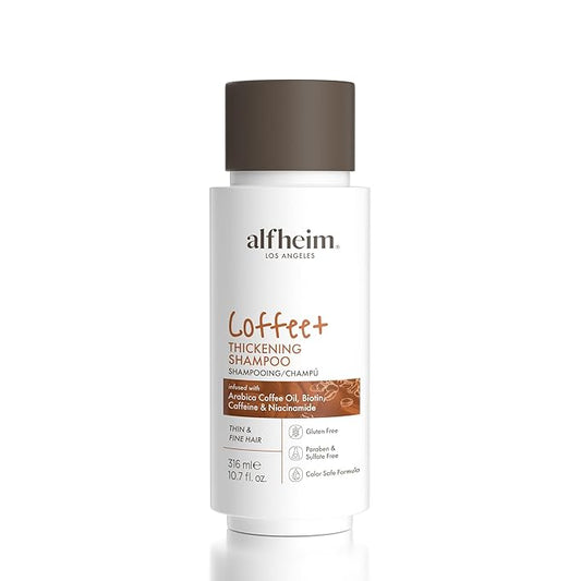 ALFHEIM Coffee+ Thickening Shampoo | Caffeine & Biotin for Hair Growth & Strength | Volumizing & Moisturizing for Fine, Thinning Hair | Sulfate-Free, Color-Safe Formula | 10.7 fl oz