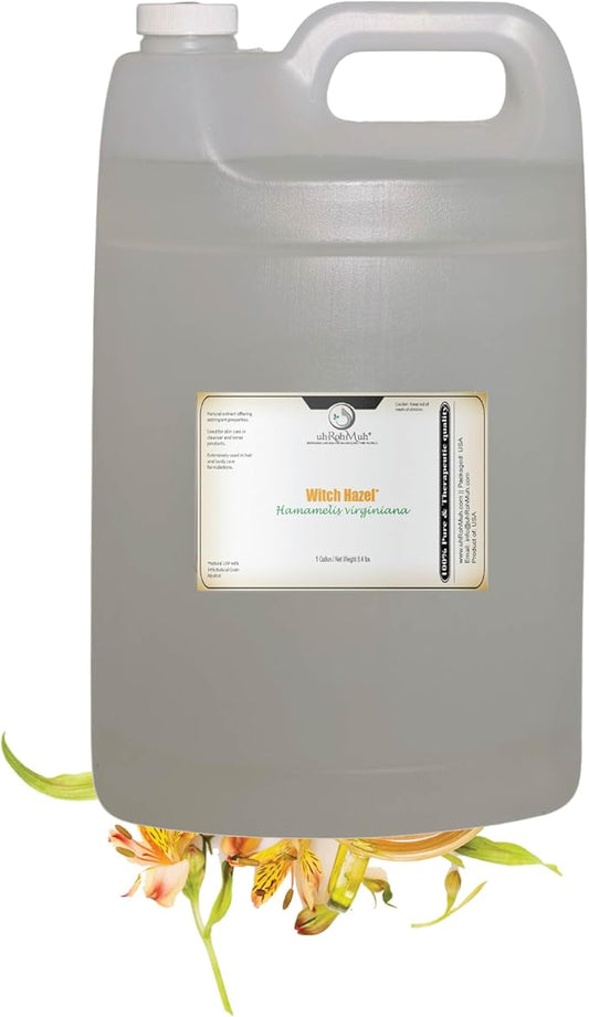 Witch Hazel Natural USP Oil – 100% Pure with 14% Natural Grain Alcohol | Hamamelis Virginiana Extract for Face, Skin, Hair & Wellness | Soothing Properties | 1 Gallon | 128 Fl Oz | Net Weight 8.4 lbs