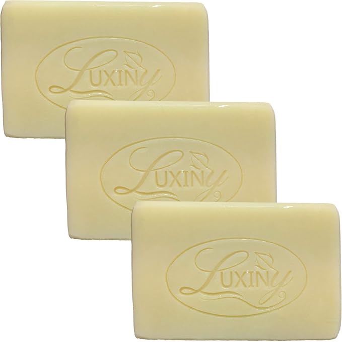 Luxiny Natural Soap Bar, Cocoa Butter & Shea Handmade Body Soap and Bath Soap Bar is a Palm Oil Free Moisturizing Vegan Castile Soap for All Skin Types Including Sensitive Skin, Unscented (3 Pack)