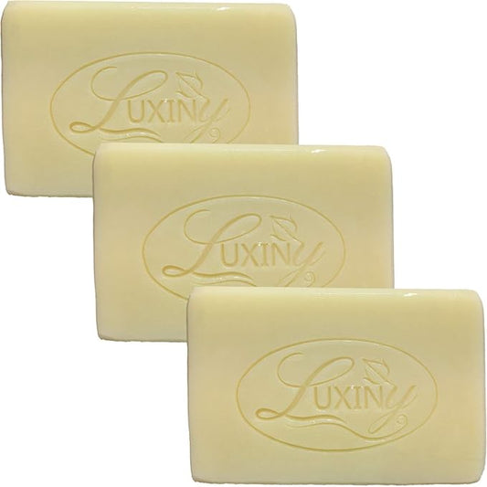 Luxiny Natural Soap Bar, Cocoa Butter & Shea Handmade Body Soap and Bath Soap Bar is a Palm Oil Free Moisturizing Vegan Castile Soap for All Skin Types Including Sensitive Skin, Unscented (3 Pack)