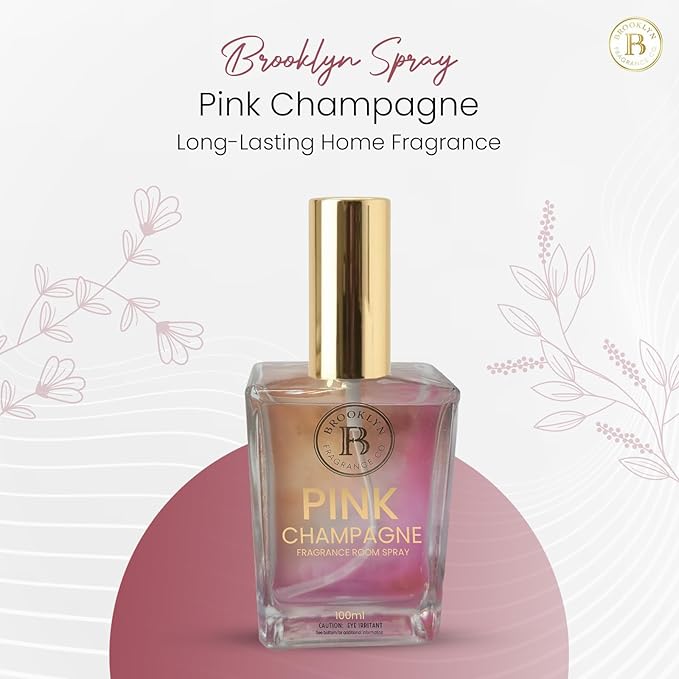 Brooklyn Fragrance Co. BFC- Watercolor Ombre Room Spray – Premium Pink Champagne Scent - Long lasting Fragrance for Home, Office or Bathroom – Air Freshener Rectangle Spray bottle – 100 ml