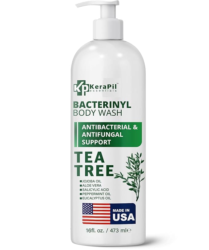 Bacterinyl Tea Tree Oil Body Wash - Antibacterial & Antifungal Support for Ringworm, Body Odors, Athlete’s Foot & Acne, Helps Soothe Itchy, Dry Skin - Made in USA (16 fl oz)