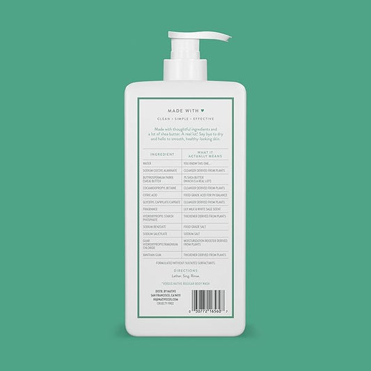 Native Moisturizing Body Wash Contains Naturally Derived Ingredients | For Women & Men, Sulfate, Paraben, & Dye Free Leaving Skin Soft and Hydrated | Lily Milk & White Sage 18 oz