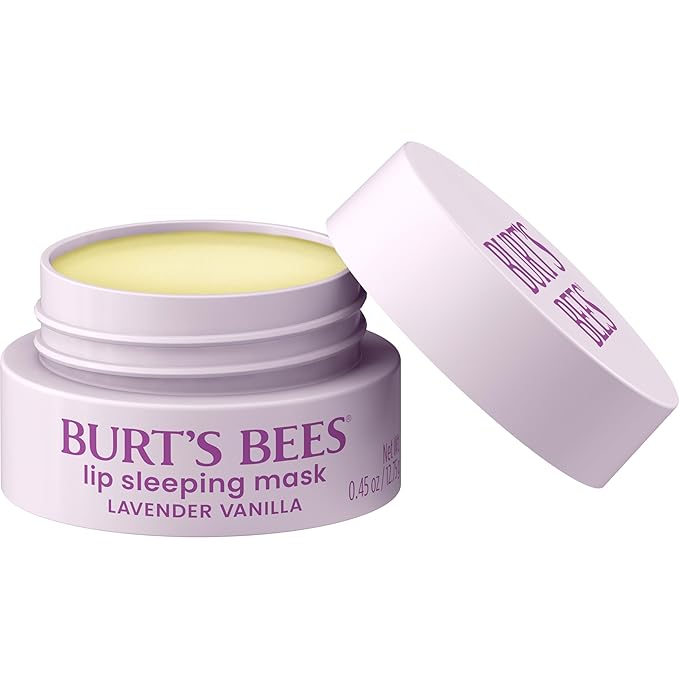 Burt’s Bees Lavender Vanilla Lip Sleeping Mask, With Hyaluronic Acid and Squalane Moisturizer To Instantly Hydrate Lips, Overnight Mask and Treatment, 0.45 oz.