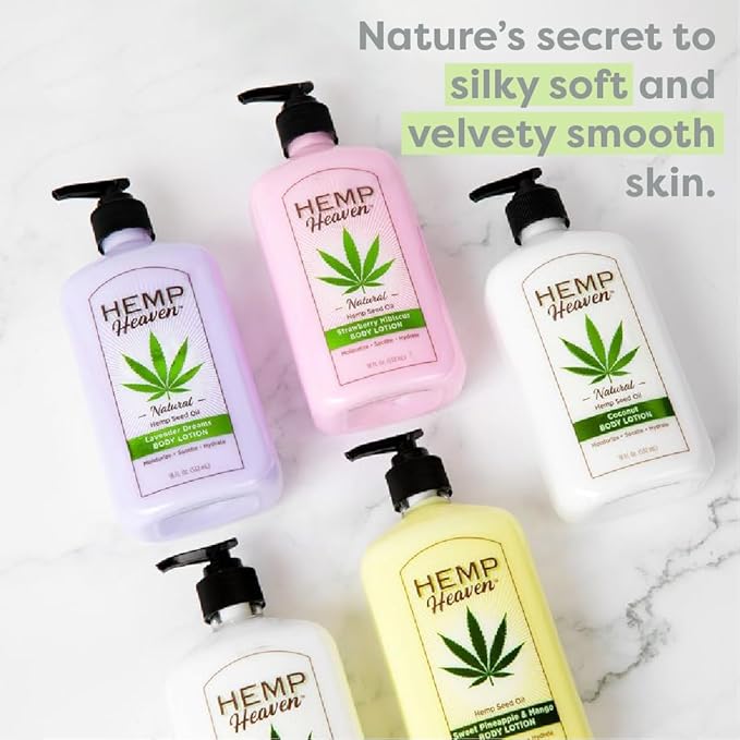 Hemp Heaven Lotion - Moisturizing Body Lotion with Natural Hemp Seed Oil & Peach & Jasmine Scent, 18 oz, Paraben-Free Hemp Lotion for Women & Men, Made in USA, Soothes & Nourishes