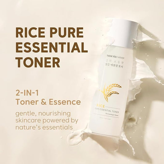 THANKYOU FARMER Rice Pure Toner – Hydrating K-Beauty Face Milk with Niacinamide & Centella – Vegan Korean Skincare for Men & Women, All Ages – Natural Toner for Dry, Sensitive Skin (7.03 oz)