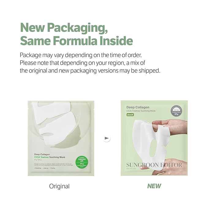 SUNGBOON EDITOR Deep Collagen CICA Tea tree Overnight Mask 37gx4ea | Real Collagen Face Mask with Tea tree & Centella | Acne Face Mask for Calming & Soothing | Korean Skin Care