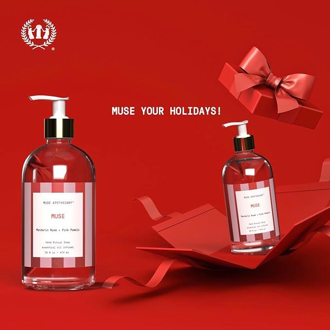 Muse Apothecary Hand Ritual - Aromatic and Nourishing Hand Soap, Infused with Natural Aromatherapy Essential Oils - Great Valentine's Day Gift - 16 oz, Mandarin Rosè + Pink Pomelo, 2 Pack