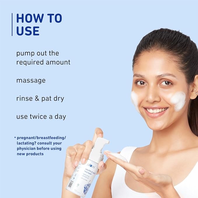 Plum 1% Encapsulated Salicylic Acid Foaming Face Wash with Glycolic Acid, Fruit AHA's & Blueberry Extracts | Fights Acne, Blackheads & Breakouts | For Men & Women | Sulphate-Free | 100% Vegan | 110 ml