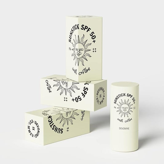 [DEVONINE] Sunstick SPF 50+with Aloe Vera Infused Stick - Moisturizing Protection with Dual Functionality, Wrinkle Improvement and Skin Protection, 0.7oz (18g)