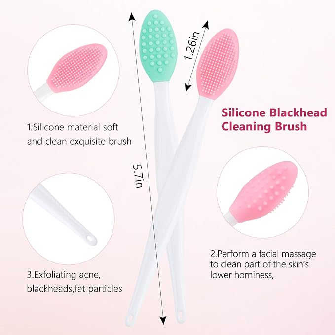 Silicone Face Scrubber, 2pcs Exfoliating Lip Brush, 4pcs Cleansing Brush,2pcs Face Mask Brush Exfoliator Blackhead Skin Tool