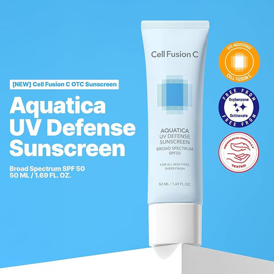 Cell Fusion C Aquatica UV Defense Face Sunscreen SPF 50, No White Cast, Hydrating SPF Moisturizer with PDRN, 50ml / 1.69 fl.oz
