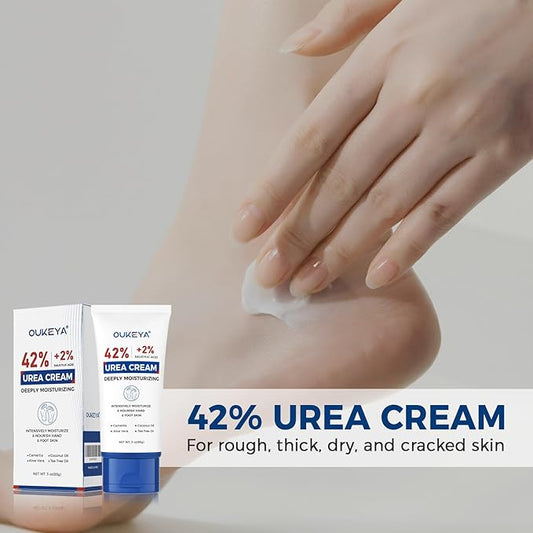OUKEYA Urea Cream 42 Percent with 2% Salicylic Acid Tube 3 Oz, Urea Foot & Hand Cream for Dry Cracked, 40 per Urea Lotion for Feet Maximum Strength