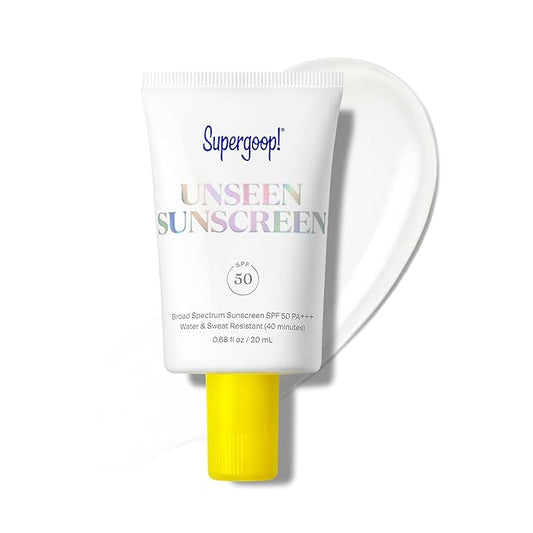 Supergoop! Unseen Sunscreen SPF 50 Invisible Sun Protection for Face - Broad Spectrum Face Sunscreen + Makeup-Gripping Primer - Weightless, Scentless, Oil Free - For All Skin Types - 0.68 fl oz