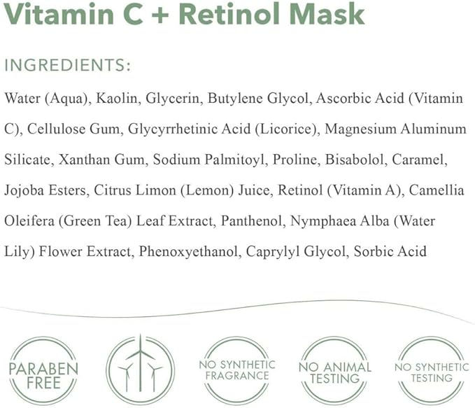emerginC Vitamin C + Retinol Mask - Exfoliating Green Tea Face Mask with Kaolin Clay - Removes Dead Skin + Helps Improve The Appearance of Uneven Tone for Glowing Skin (1.7 oz, 50 ml)