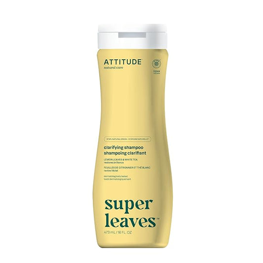ATTITUDE Clarifying Hair Shampoo, EWG Verified, Restores Shine, Naturally Derived Ingredients, Vegan and Plant Based, Lemon Leaves and White Tea, 16 Fl Oz