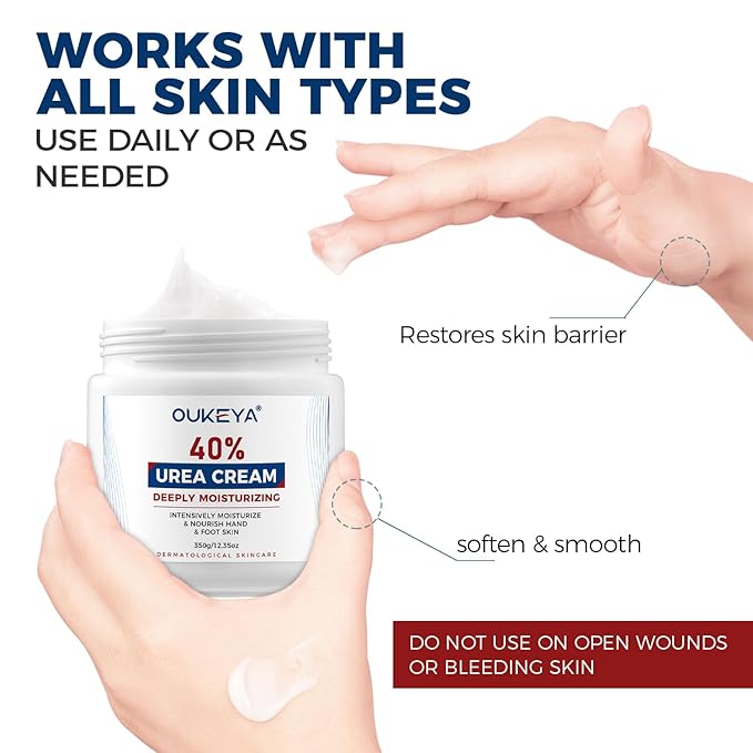 OUKEYA Urea Cream 40 Percent, Foot & Hand Cream for Dry Cracked, Urea Lotion for Feet Maximum Strength(12.35Oz)