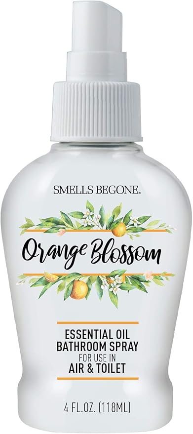 SMELLS BEGONE 4 oz Essential Oil Air Freshener Bathroom Spray - Eliminates Bathroom & Toilet Odors - Made with Essential Oils - Orange Blossom Scent