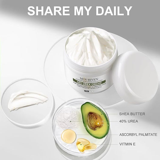 Urea Cream 40 Percent - Foot & Hand Cream for Dry, Cracked Heels, Feet, Knees, Elbows, and Hands - Maximum Strength Urea Lotion for Softening and Moisturizing