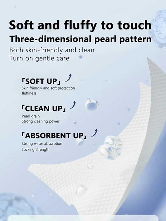 Disposable Face Towels, 80 Count, Biodegradable Dry Wipes for Sensitive Skin, Makeup Removal, Baby Care, Ultra Soft & Thick, 7.8”x7.8”