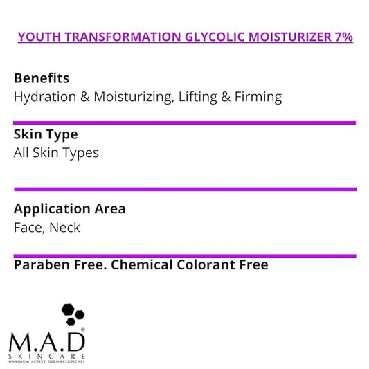 M.A.D Skincare Anti-Aging Youth Transformation Glycolic Moisturizer 7%