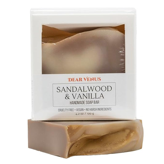 Handcraft Cold-Process Soap Bar, Sandalwood & Vanilla Scent (1 pack,) Handmade Body and Face Soap For Men And Women, Vegan, Cruelty Free, Made in USA, 4.2oz - Fresh Collection