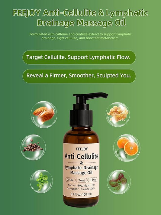 Body Oil & Massage Oil, Body Firming Oil for Cellulite, Lymphatic Drainage, Skin Tightening & Stretch Marks, Massage Oil for Massage Therapy for Leg, Hip, Arm & Belly, Daily or After Shower Use