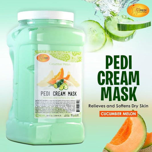 SPA REDI - Body and Foot Cream Mask, Cucumber and Melon, 128 Oz - Pedicure Massage for Tired Feet and Body, Hydrating, Fresh Skin