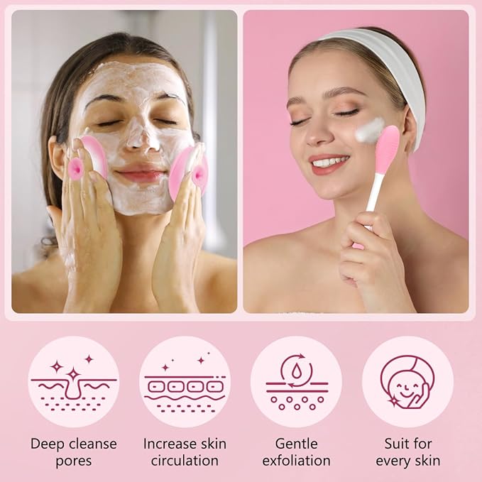 Silicone Face Scrubber, 1pcs Exfoliating Lip Brush, 1pcs Cleansing Brush,2pcs Face Mask Exfoliator Blackhead Skin Care Tool