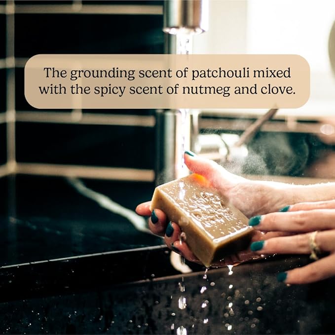 Pacha Soap Co. Bar Soap, Dirty Hippie, 3-Pack (4 oz ea) - Scents of Patchouli, Nutmeg, & Clove - Premium, Handcrafted, Hydrating, Natural Face Wash, Hand Cleanser, Body Wash, Soothing Essential Oils