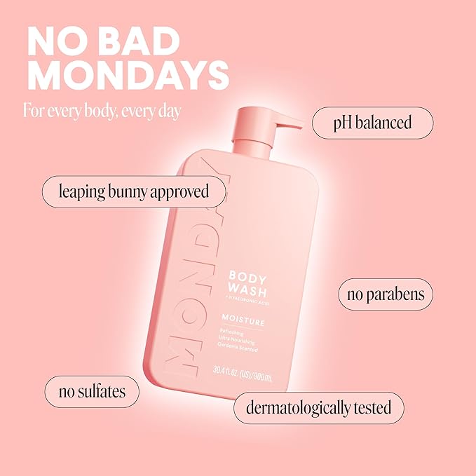 MONDAY HAIRCARE MOISTURE Body Wash in Fresh Gardenia with Hyaluronic Acid & Shea Butter for All Skin Types, 900 mL (Pack of 2)